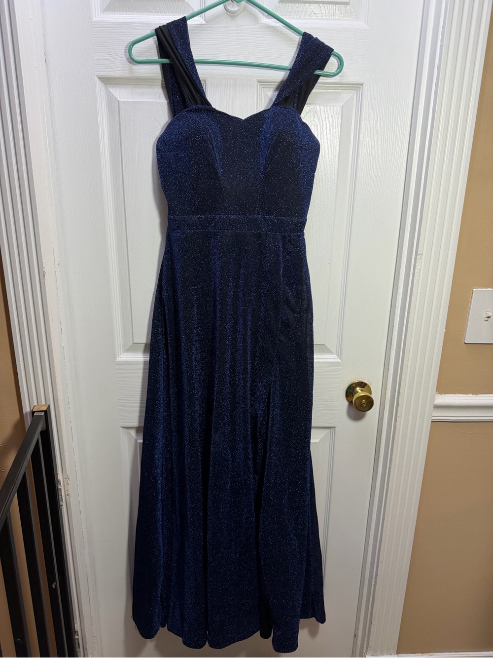 Elegant Navy Blue Evening Gown - Sparkle A-Line Dress